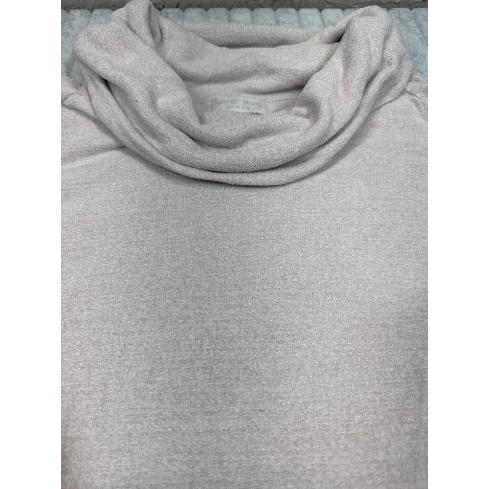 Barefoot Dreams CozyChic Ultra Lite Cowl Neck Sweater Oatmeal Beige Women Medium